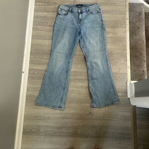 Classic Blue Flare Wide Leg Jeans with Stretch